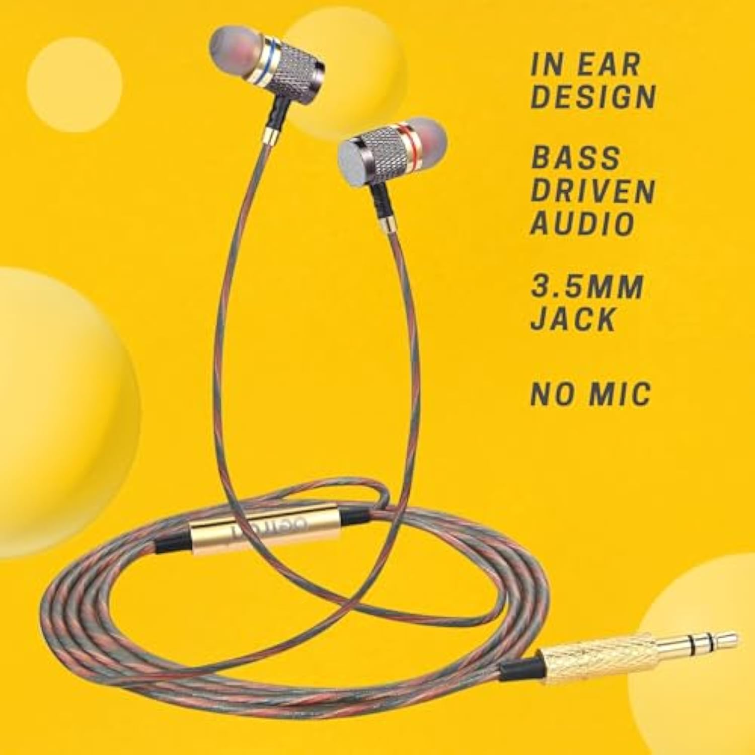 Ysm1000 Earphones In Ear Headphones Wired 3.5Mm Jack Tangle-Free Cable Case And Noise Isolating Earbuds