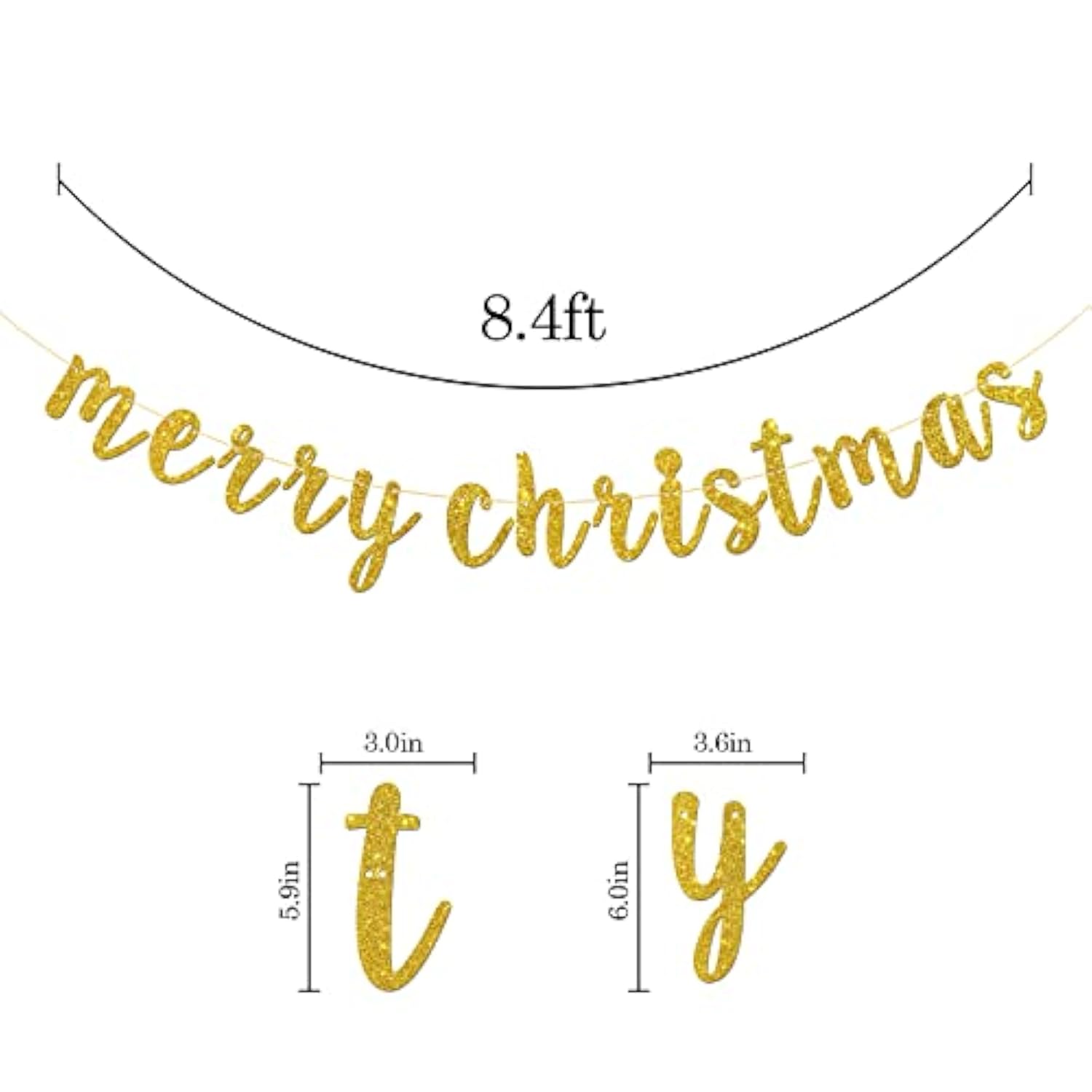 Gold Glitter Merry Christmas Banner, Winter Holiday Party Garland Bunting, Christmas Eve, Be Merry Party Decoration Supplies