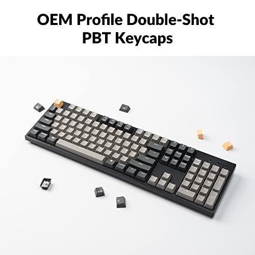 C2 Pro Wired Custom Mechanical Keyboard Full Size Layout Qmk/Via Programmable Macro White Backlit With Tactile Brown Switch Oem Profile Double-Shot Pbt Keycaps For Mac Windows Linux