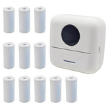 Mini Portable Printer Inkless Sticker With 11 Rolls Paper Bluetooth Mini Smart Pocket Portable Receipt Printer Inkless Thermal For Ios&Android White