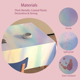 4 Pack Iridescent Plastic Tablecloths Disposable Table Cover Sparkly Foil Table Cloth For Rectangle Tables Party Decorations Birthday Princess Bridal Wedding Christmas Iridescence, 54 X 108 Inch