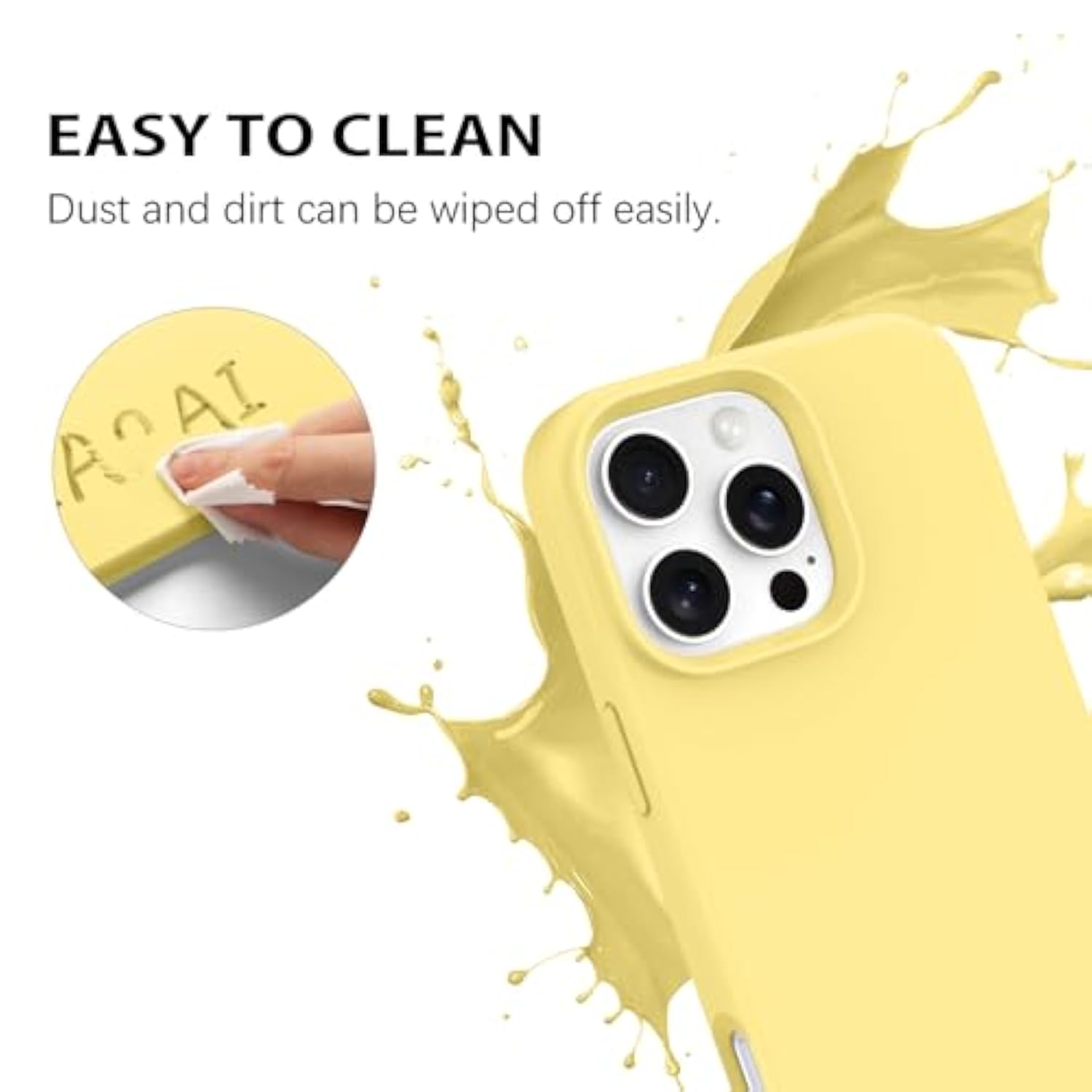 Compatible With Iphone 16 Pro Case 6.3 Inch Liquid Silicone Soft Gel Rubber Slim Thin Microfiber Lining Cushion Texture Cover Shockproof Protective Phone Case For Iphone 16 Pro, Yellow