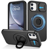 Magnetic iPhone 11 Case with Built-in Camera Cover and Kickstand, Compatible with Magsafe, Heavy Duty Protective Phone Case for iPhone 11/XR 6.1" Black