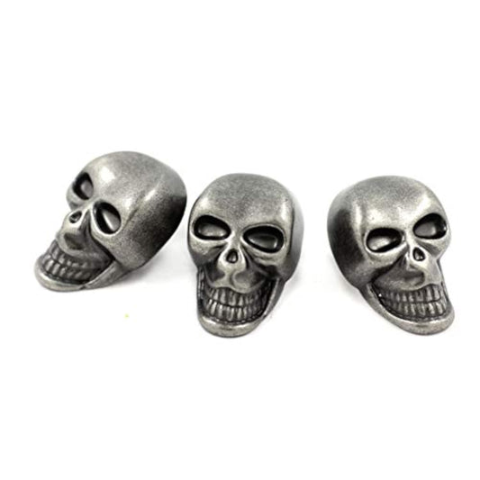 10 Pieces Skull Gray Silver Buttons. 25Mmx16Mm. (Gray Silver)