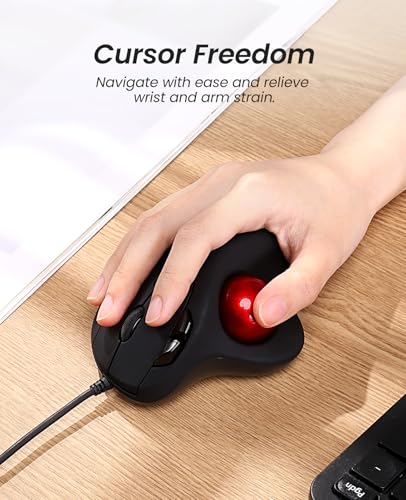 M509 Trackball Mouse Wired, Ergonomic Design, Easy Thumb Control, Precise & Smooth Tracking, 2-In-1 Interface (Type A &Type C), Compatible For Pc, Laptop, Mac, Windows(Red).