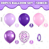 Pink And Purple Balloons, Pink Lavender Dark Purple Metallic Confetti Latex Balloons For Girls Women Birthday Party Baby Shower Bridal Shower Wedding Decorations