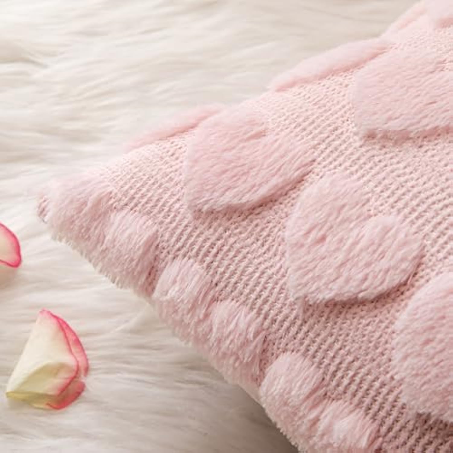 Valentines Pillow Covers 18X18 Inch Set Of 2 Valentines Day Light Pink Heart Love Decorative Cute Soft Plush Faux Fur Throw Pillows For Girl Bedroom Couch Sofa Holiday Home Decor
