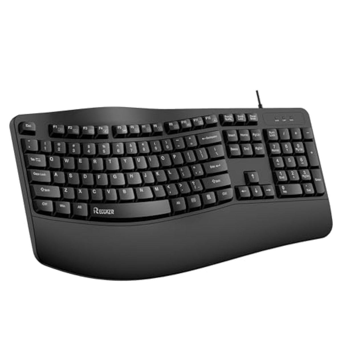 Ergonomic Keyboard, Wired Computer Usb Keyboard With Wrist Rest, Spill-Resistant, Wave Keys For Natural Typing, Compatible With Windows/Pc/Laptop(Black)