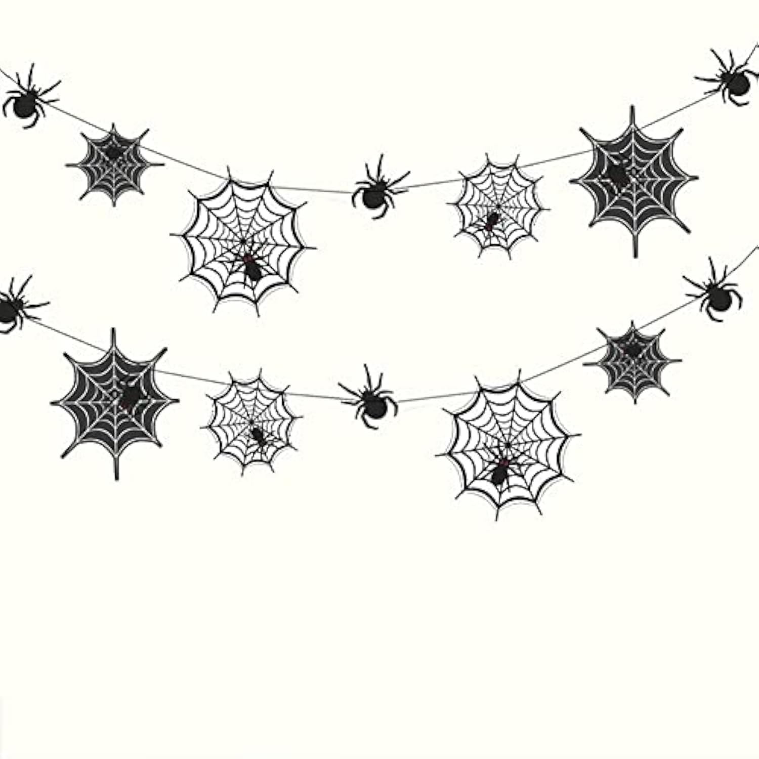Spider Web Banner Garland Black Halloween Decorations Hanging Cobweb Spiderweb Haunted Mansion For Spooky Birthday Horror Home Office Classroom Mantle Fireplace Decor Party Supplies