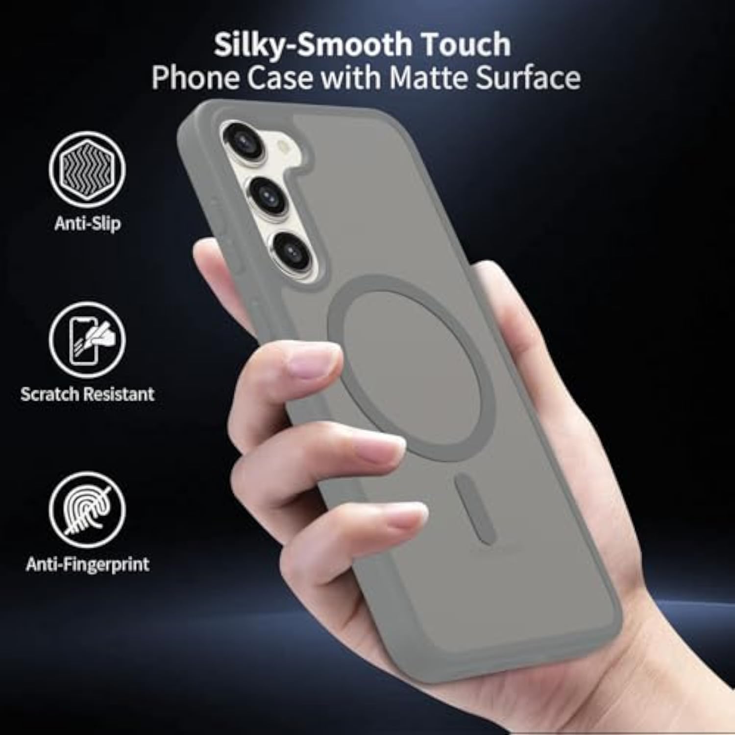 Samsung Galaxy S23 Plus Case Magnetic, Compatible with Magsafe, Frosted S23+ 6.6-Inch Slim Fit Protector Wireless Charging Skin-Feel Shockproof Anti-Slip Protective Phone Cover, Grey