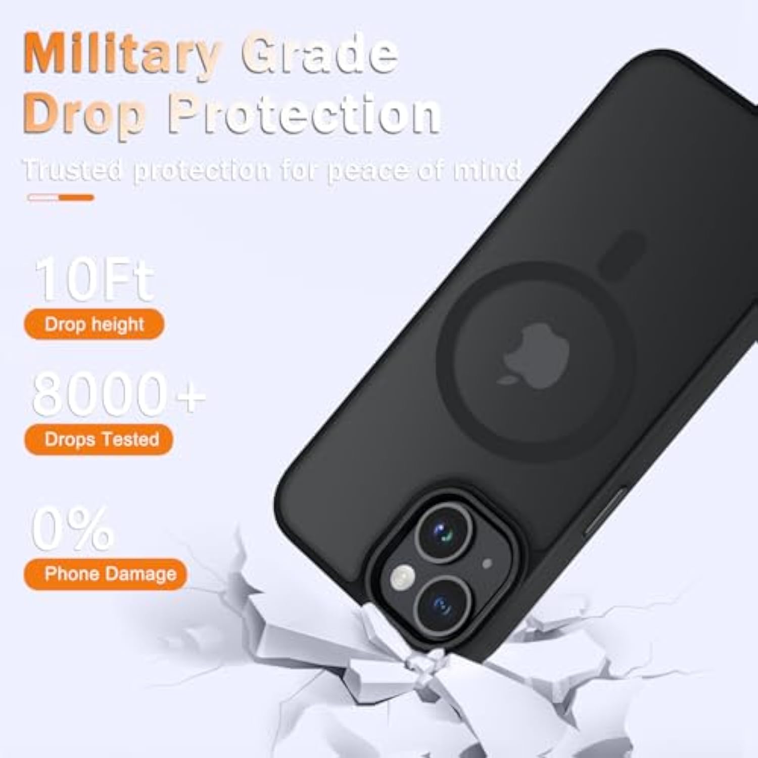 For Iphone 14 Case, Iphone 13 Case, With 1 Screen Protector, Matte Magnetic Slim Phone Cover, Support For Magsafe, Shockproof Protection Translucent Frosted Back,Black
