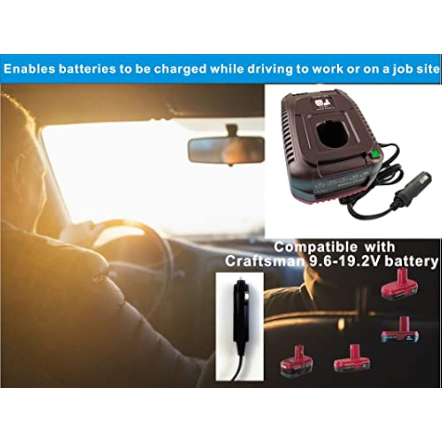 Compaitble With Craftsman 9.6V-19.2V Vehicle Charger,Car Battery Charger For Craftsman Tools 19.2-Volt C3 Xcp Lithium-Ion & Ni-Cad Diehard