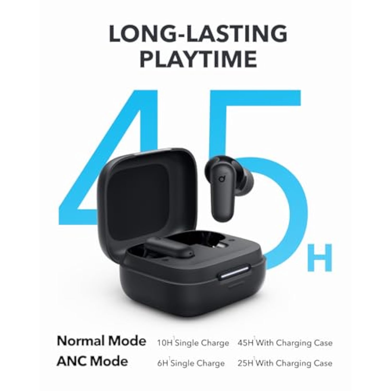 P30i Noise Cancelling Earbuds, 45H Playtime, Bluetooth 5.4, IP54, Black