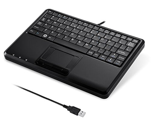 Periboard-510H Plus, Wired Super Mini Usb Touchpad Keyboard, X Type Scissor Keys With 2 Built-In Hubs, Black, Us English Layout (11005)