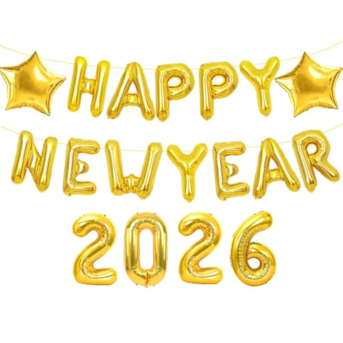 Happy New Year 2026 Balloons Banner - 16 Inch Gold Letter And Number Foil Balloon - Happy New Years Balloons For Nye Decorations 2026 - Nye Party Supplies
