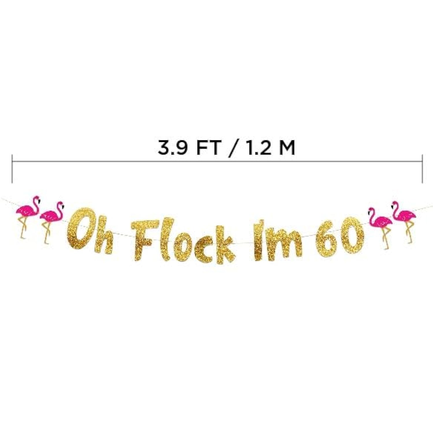 Oh Flock I'M 60 Gold Glitter Banner - Happy 60Th Birthday Party Decorations, Gifts, Supplies And Favors