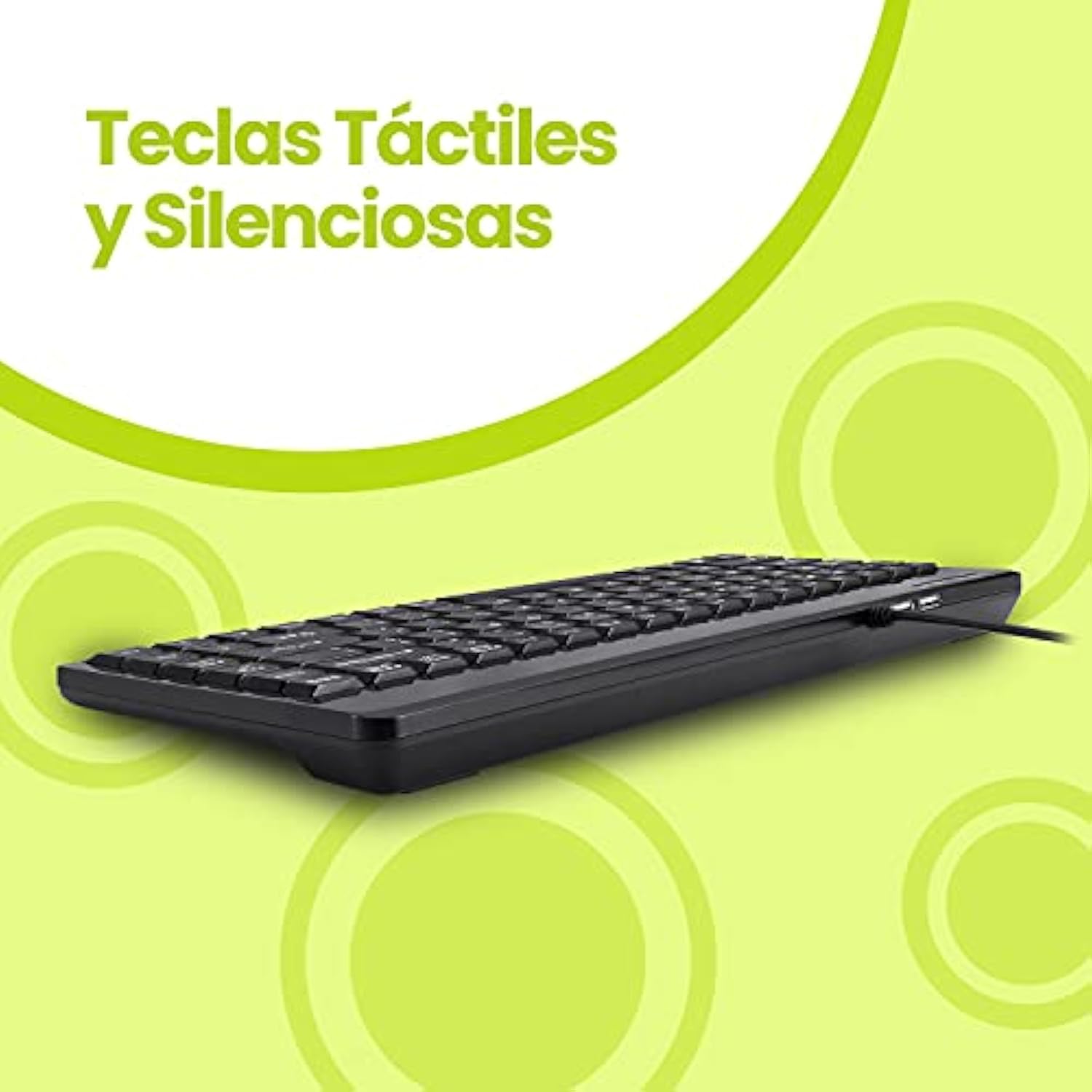 Perixx PERIBOARD-409P ES Mini Teclado con PS2 Cable - 314x146x20mm - Negro - Q