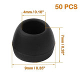 uxcell 50 Pcs Soft Silicone Earbud Tips, Portable 9 x 7mm Ear Tips for Replacement, 4mm Inner Hole Earbuds Covers for Fit Most in-Ear Earbuds Earphone Headsets Accessories, Black