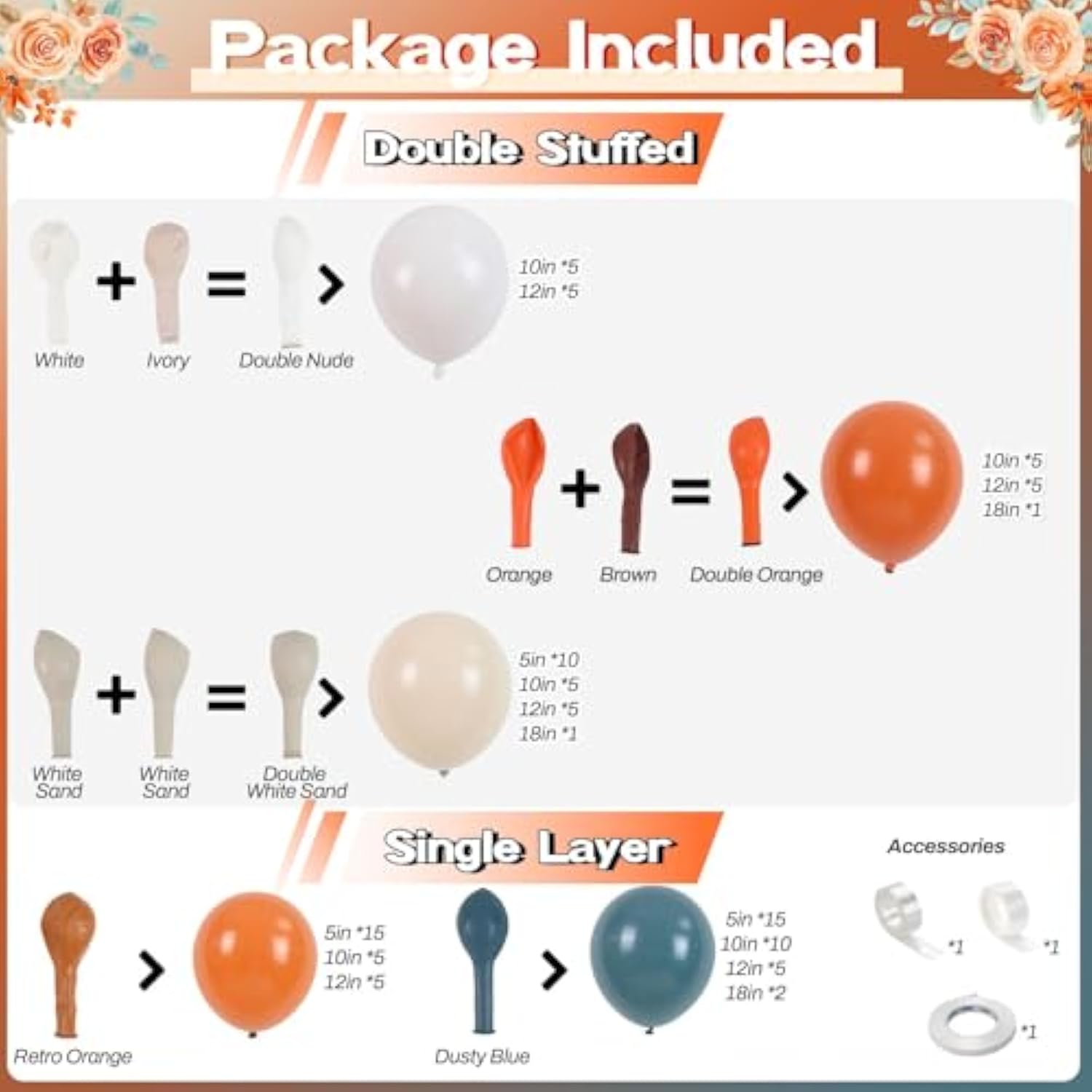 Dusty Blue & Orange Balloon Arch Kit: Boho Fall Party Garland
