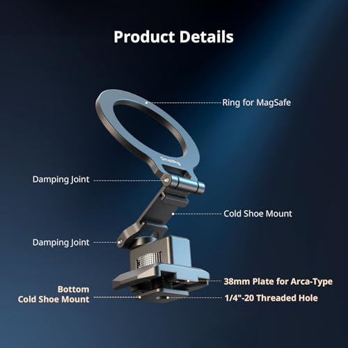 Metal Phone Mount with Baseplate for Arca-Standard, Compatible for DJI RS 4 Mini, Smartphone Support with Cold Shoe Mount, Phone Tripod Mount for