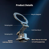 Metal Phone Mount with Baseplate for Arca-Standard, Compatible for DJI RS 4 Mini, Smartphone Support with Cold Shoe Mount, Phone Tripod Mount for