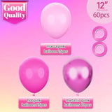 60Pcs Pink Metallic Balloons 12In Hot Pink Magenta Latex for Party Decor
