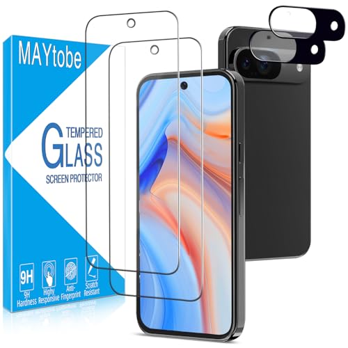 [2+2 Pack Google Pixel 9 Screen Protector Tempered Glass, Screen Protector with Camera Lens Protector for Google Pixel 9, No Bubbles, Anti Scratch,