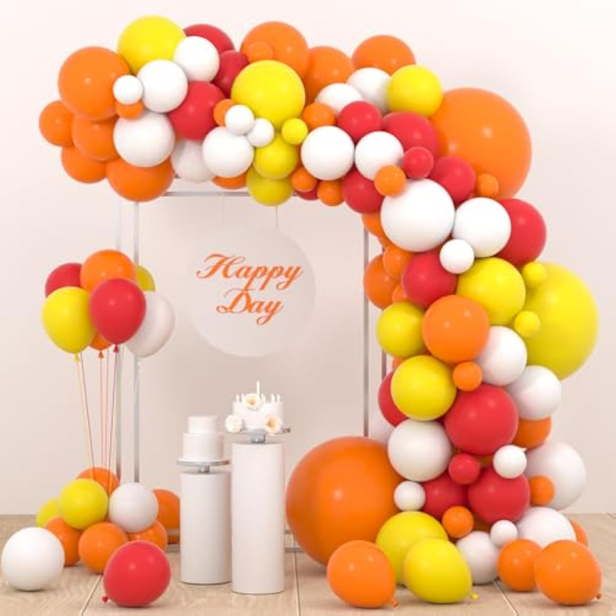 Red Yellow Orange White Balloon Arch Kit 127PCS Firetruck Birthday Baby Shower Party