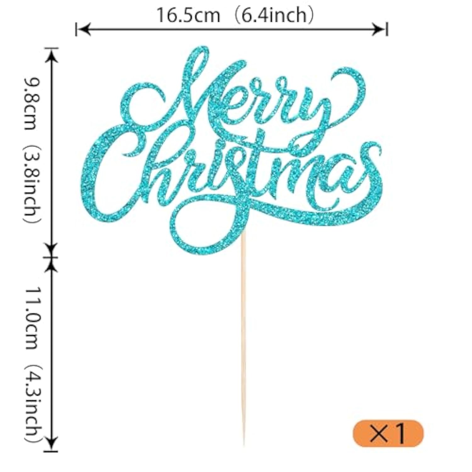 Glitter Blue Merry Christmas Cake Topper Festive Holiday & New Year Decor