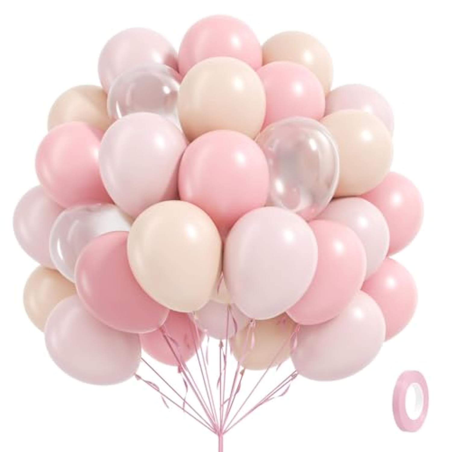 Light Pink Balloon Set 60pcs – Pastel, Nude & Clear 12" Party Décor