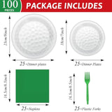 100 Pcs Golf Party Supplies Plates And Napkins Set Golf Birthday Party Decorations Paper Tableware Dinnerware Kit Disposable Sports Golf Ball Themed Party Decor Favors For Kids Serves 25