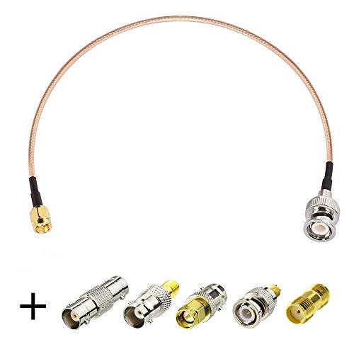 SMA Male to BNC Male Cable 6inches + 5pcs SMA to BNC Adapter RF Coax Cable Kit for RF Applications/Antennas/Wireless LAN Devices/Wi-Fi Radios