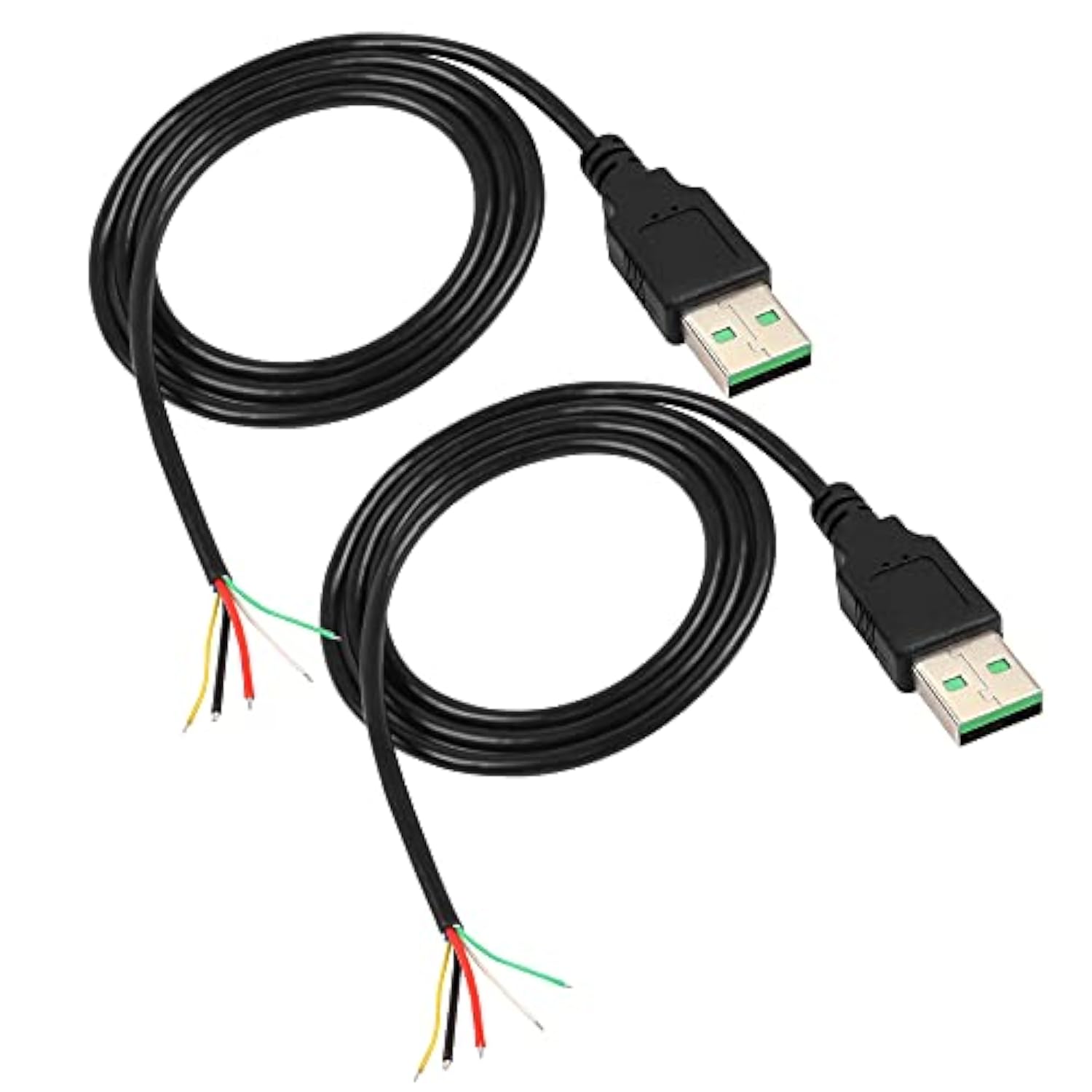 Usb 2.0 Male 5 Pin To Bare Wire Pigtail Open End Cables 5 Cores Usb A 5V 5A Power Charge 480 Mbps Quick Charge Data Transmission Wires Diy Connector Replacement Cord 20Awg -1M/3.2Ft 2Pcs