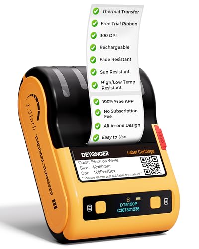Dt5150P Industrial Colorfast Label Maker, Thermal Transfer Label Printer With 1.65" W Print Head, Heavy-Duty For Outdoor Direct Sunlight Job Sites, Mobile App & Pc Editor Compatible