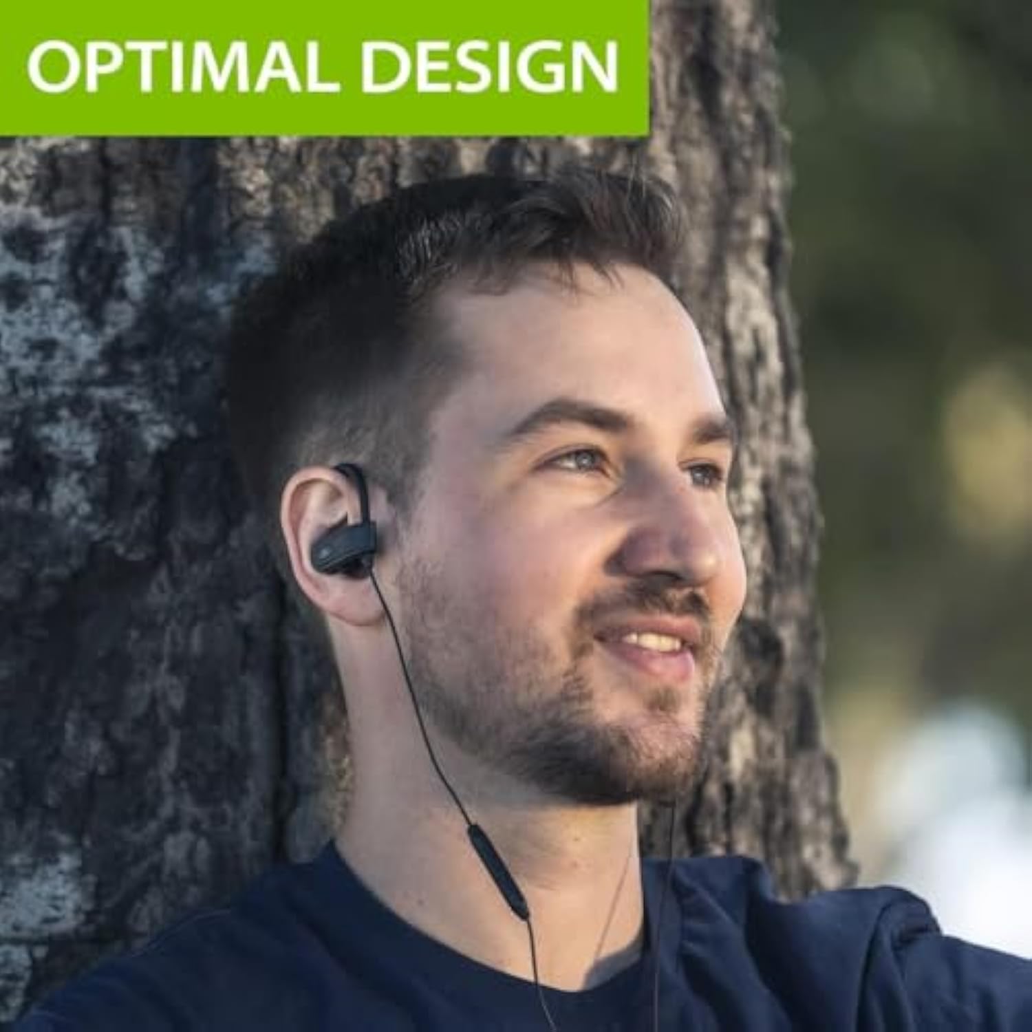 Avantree E171 - AUX 3.5mm Wired Earbuds with Microphone & in-Line Volume Control, Compatible with Traditional 3.5mm AUX Phones Corded Headphones with Ear Hook for Running & Sports, Black