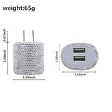 Usb Wall Charger Bling 5V/2.4A 24W Dual Port Fast Charger Plug Cell Phone Block Adapter White For Iphone Android Samsung Pad Tablet Etc