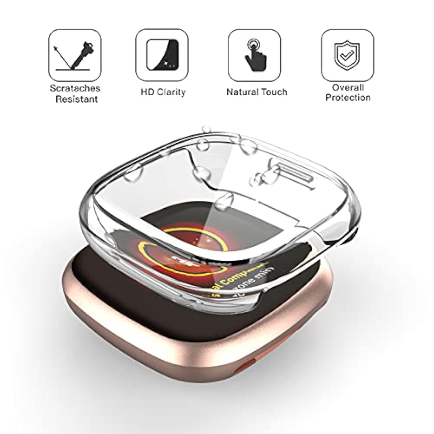 8 Pack Case Compatible With Fitbit Versa 3 / Sense Screen Protector, Ultra Slim Tpu Plated Cover Anti-Scratch All Around Bumper Shell Accessories For Fitbit Sense/Versa 3 Smartwatch, Women Men