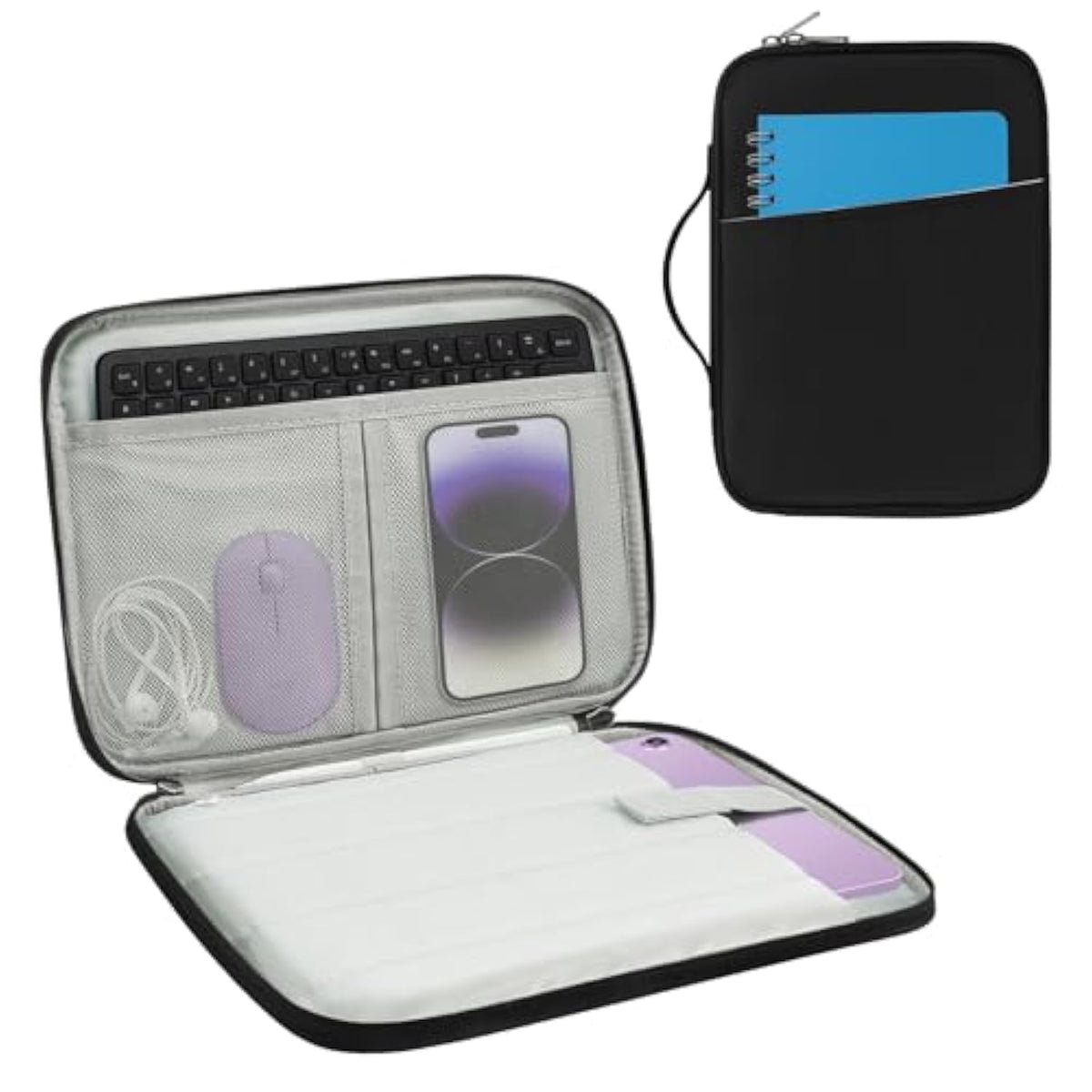 Tablet Sleeve Case With Handle,Fleece Lined Shock Absorption Travel Bag, Waterproof Oxford Cloth Leather & Accessory Pocket (13 In)