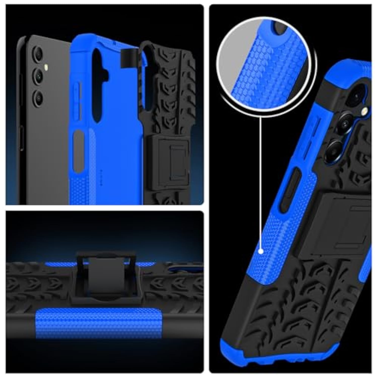 For Samsung Galaxy A15 5G Case With 2 Pack Screen Protector, Grade Shockproof, Heavy Duty Robust Bumper Cover With Kickstand For Galaxy A15 5G Phone Blue