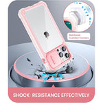 For 13 Pro Max Phone Case, 12 Pro Max Case With Slide Camera Cover & Built-In Screen Protector Heavy Duty Shockproof Phone Case Cover For 13 Pro Max 12 Pro Max 6.7, Pink