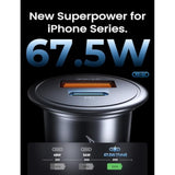 For Iphone 14/13/12 Car Charger, [Apple Mfi Certified] 67.5W Fast Charging Cigarette Lighter Usb Charger, Mini Usb C Car Adapter For Iphone 14 Pro Max/14 Plus/13/12/11 Pro, Black