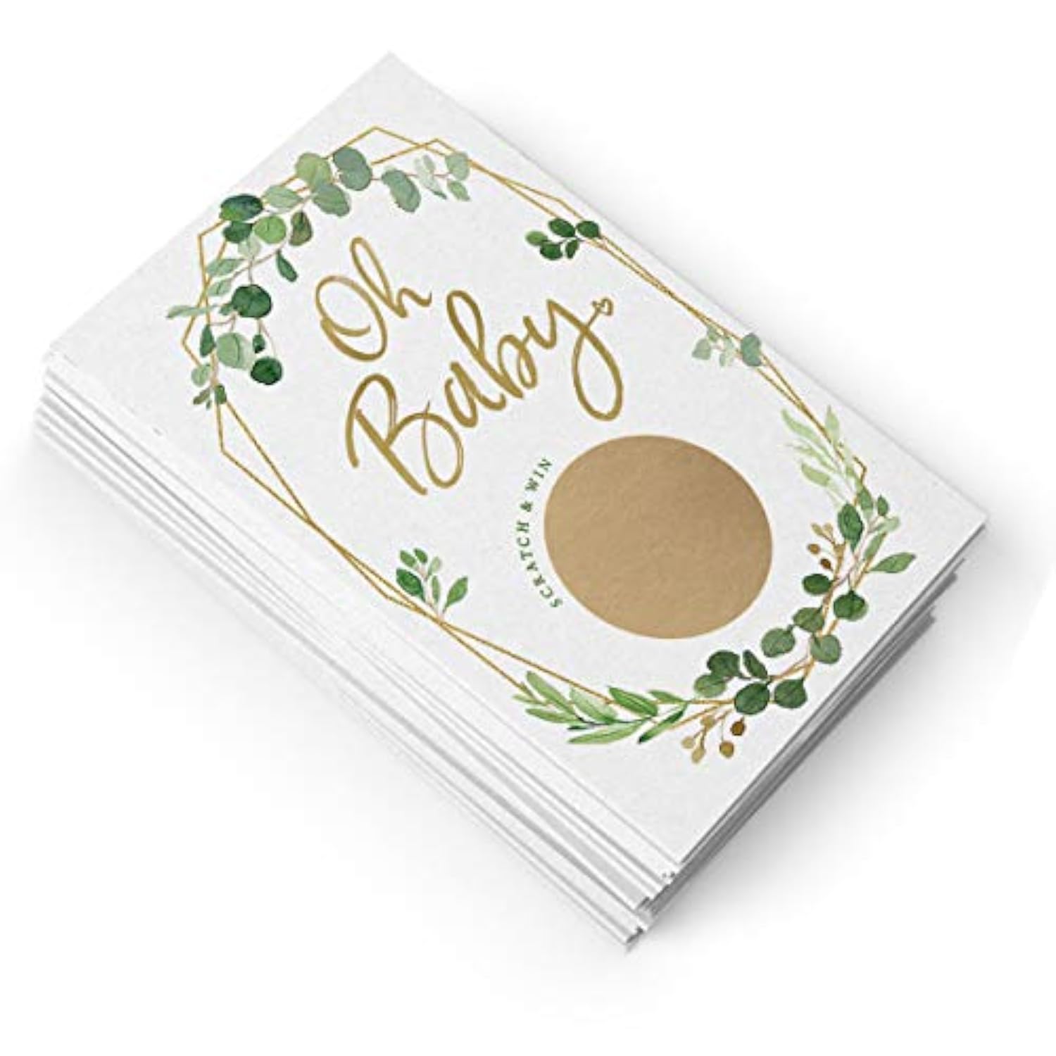 Baby Shower Game – Greenery Scratch Off Cards For Girl Or Boy, Botanical Theme, 30 Cards & Stickers