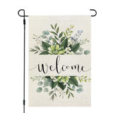 Spring Floral Welcome Garden Flag 12×18 Inch Double Sided For Outside Eucalyptus Small Burlap Seasonal Yard Flag
