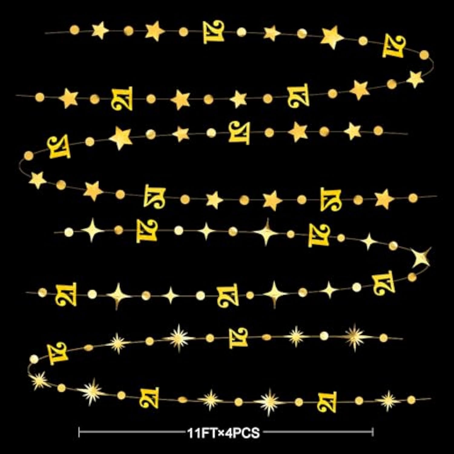 Gold 21St Birthday Decorations Number 21 Circle Dot Twinkle Star Garland Metallic Hanging Streamer Banner Backdrop For Girls Boys Cheers To 21 Years Finally Legal Bday 21St Anniversary Party Supplies