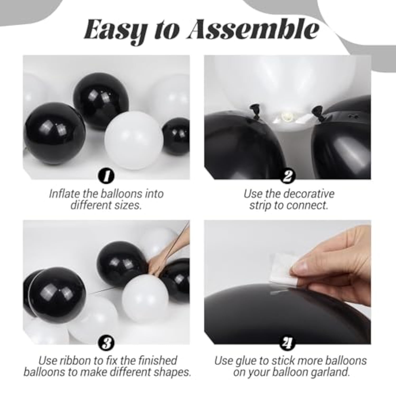 Black And White Balloon Arch Kit, Black And White Balloons With Silver Confetti Balloons For Birthday Graduation Engagement Baby Shower Party Decorations