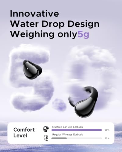 B1 Open-Ear Wireless Earbuds, Bluetooth 5.4 Headphones With Spatial Audio, Ultra-Light Clip-On Fit, 25H Battery, Fast Charging, Multipoint Connection, App Customization, Workouts, Commute