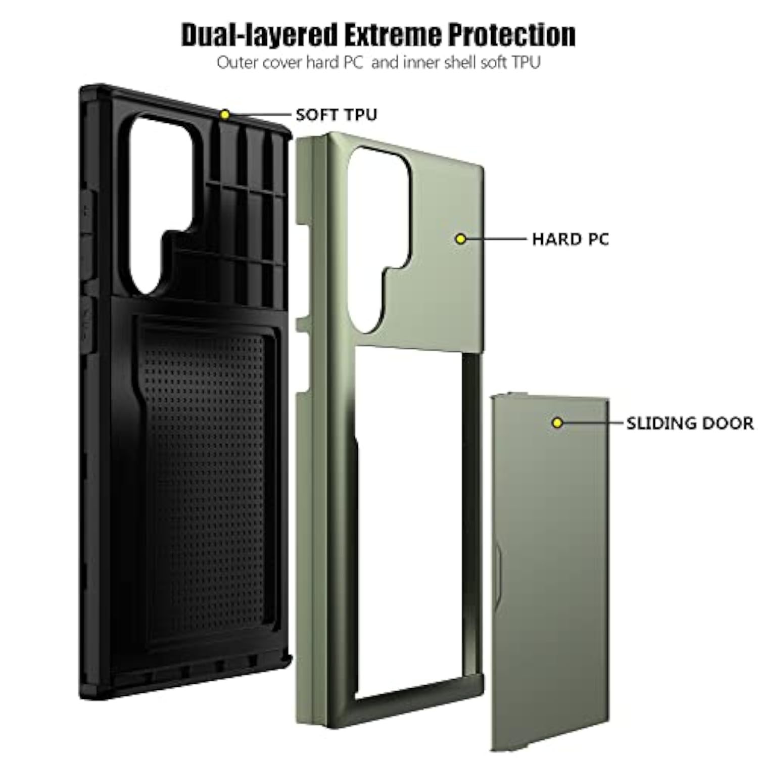 For Samsung S22 Ultra Case With Card Holder 5G 6.8 Inch Slim Dual Layer Heavy Duty Protective For Galaxy S22 Ultra Case Hidden Card Slot Wallet Case For Samsung S22 Ultra(Green)