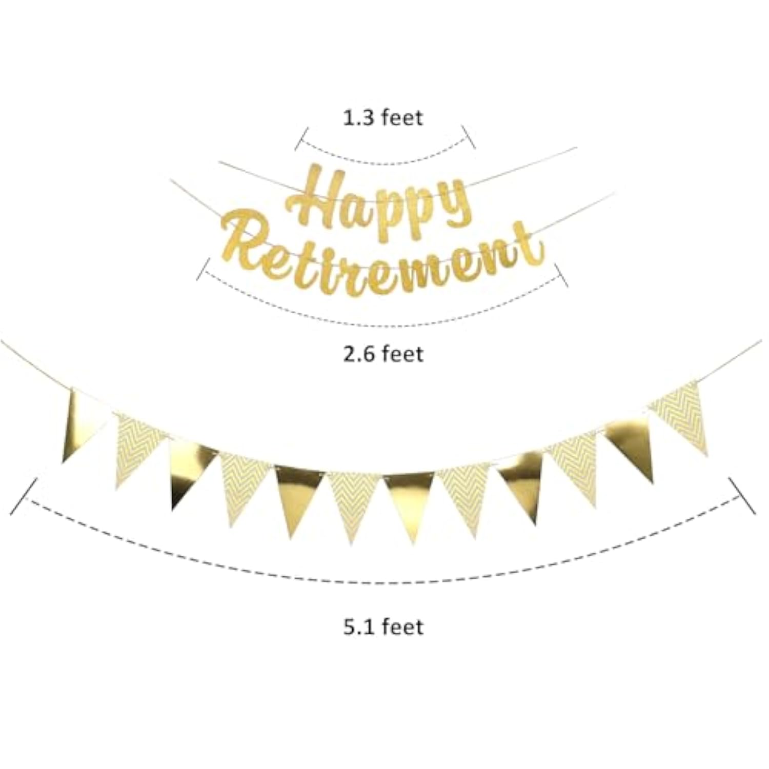 Retirement Party Decorations, Gold Happy-Retirement Banner, Paper Pom Poms, Gold Foil Paper Pennant Banner, Balloons For Retirements Decor, Retired Parties Supplies
