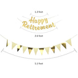 Retirement Party Decorations, Gold Happy-Retirement Banner, Paper Pom Poms, Gold Foil Paper Pennant Banner, Balloons For Retirements Decor, Retired Parties Supplies