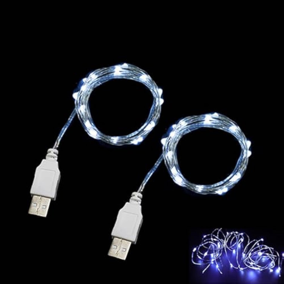 2M 20 Leds Fairy String Lights, Usb Powered String Light For Desk Office Christmas Tree Party Decoration (White, 2)